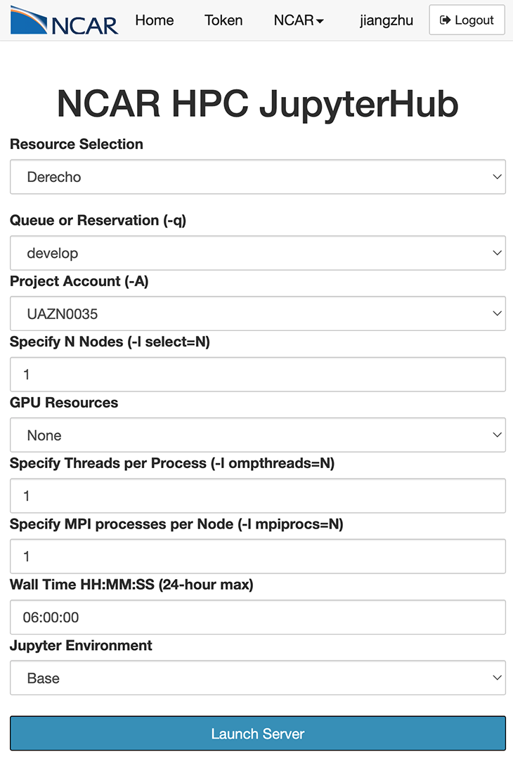 Jupyterhub Derecho