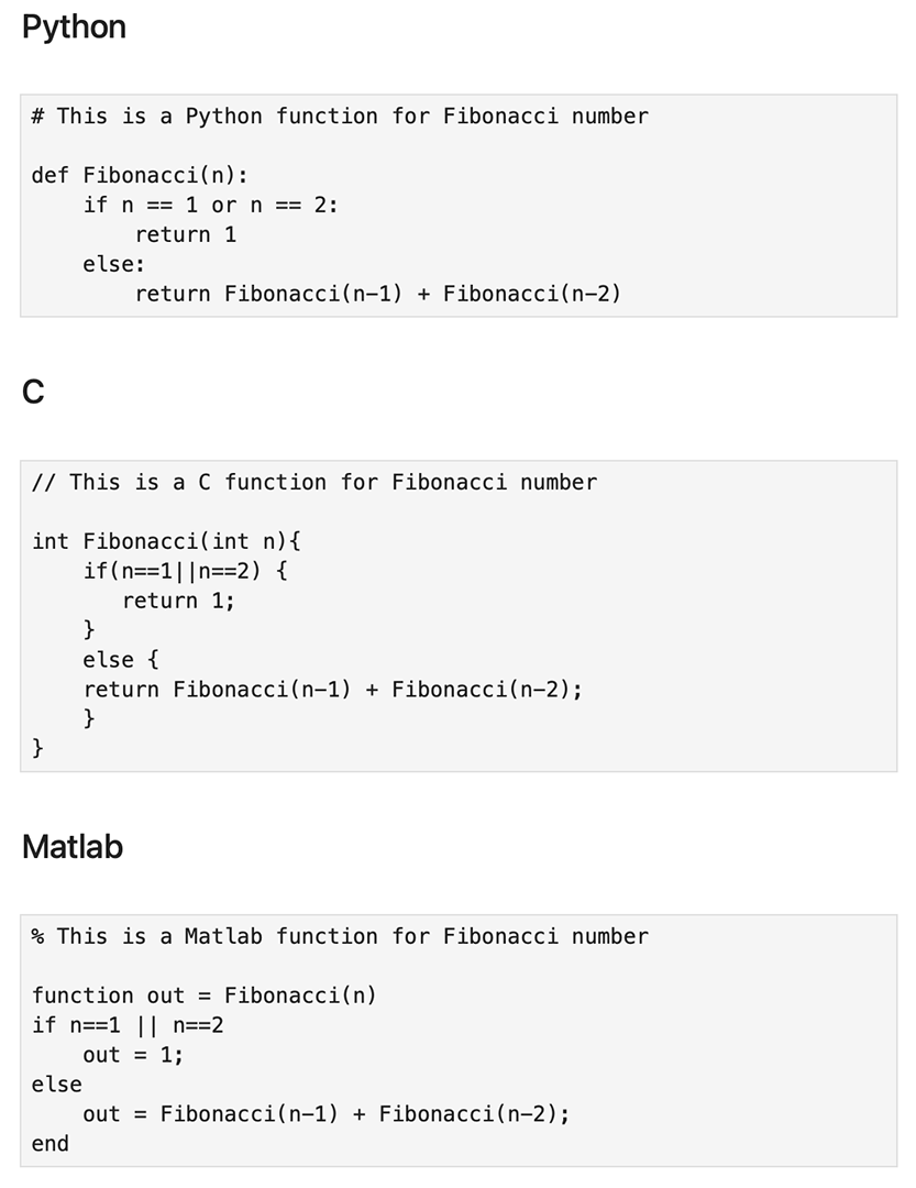 Python vs C vs Matlab